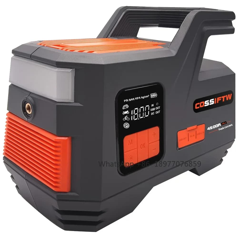 Avviatore di emergenza portatile per auto 12V con pompa per pneumatici, 20000mAh, con compressore d'aria per tutti i veicoli fino a 8.0L diesel
