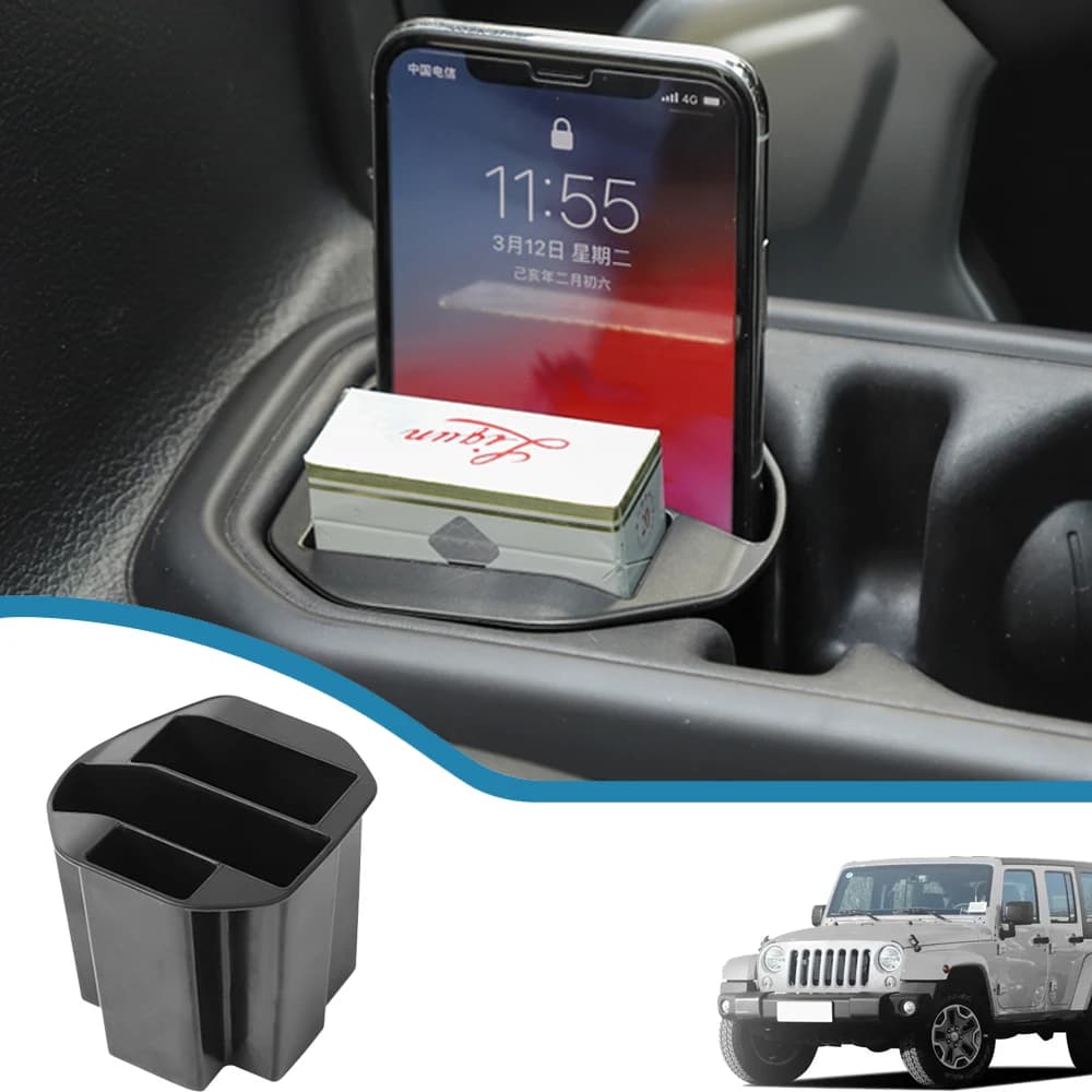 Car Center Console Water Cup Holder Storage Box Organizer portamonete per Jeep Wrangler JK JL Gladiator JT 2007-2023 accessori