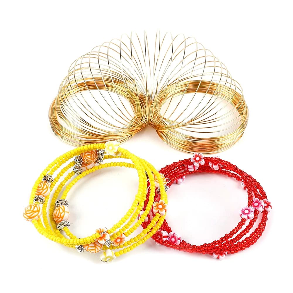 Bracciale con filo in acciaio al carbonio da 6 cm, con perline, per impilare, fai da te, accessorio per gioielli fatti a mano