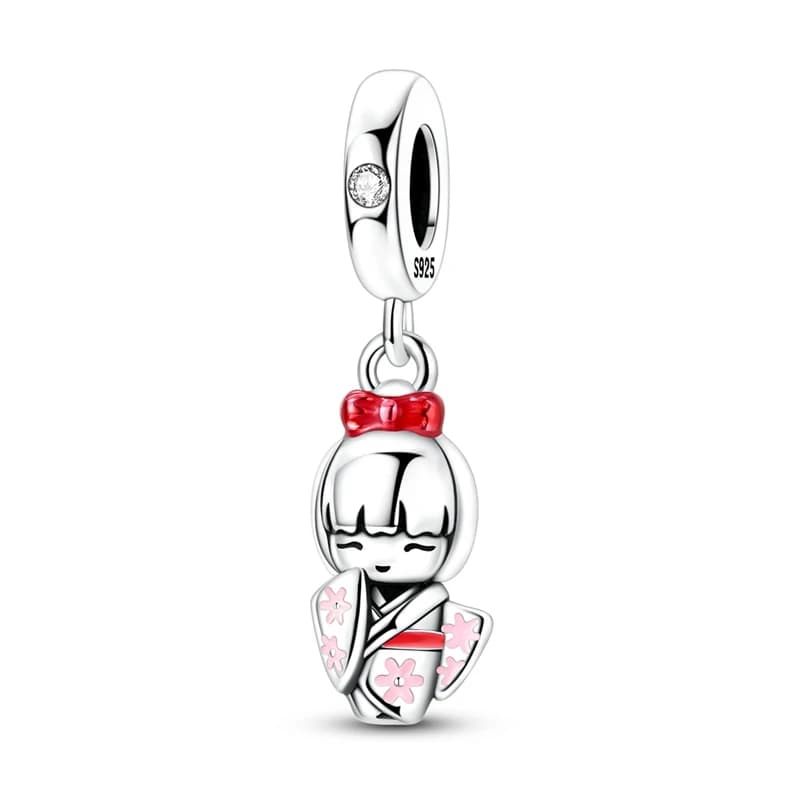Charms Beads Japanese Geisha Doll Traditional Dangle Plata Fit Original 925 Charms Bracelet Beads Jewelry Gifts for Women