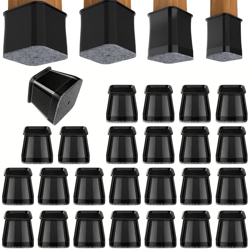 24 protezioni per pavimenti per gambe di sedie quadrate, cuscinetti per gambe per mobili in feltro di silicone, coperture per pavimenti in legno