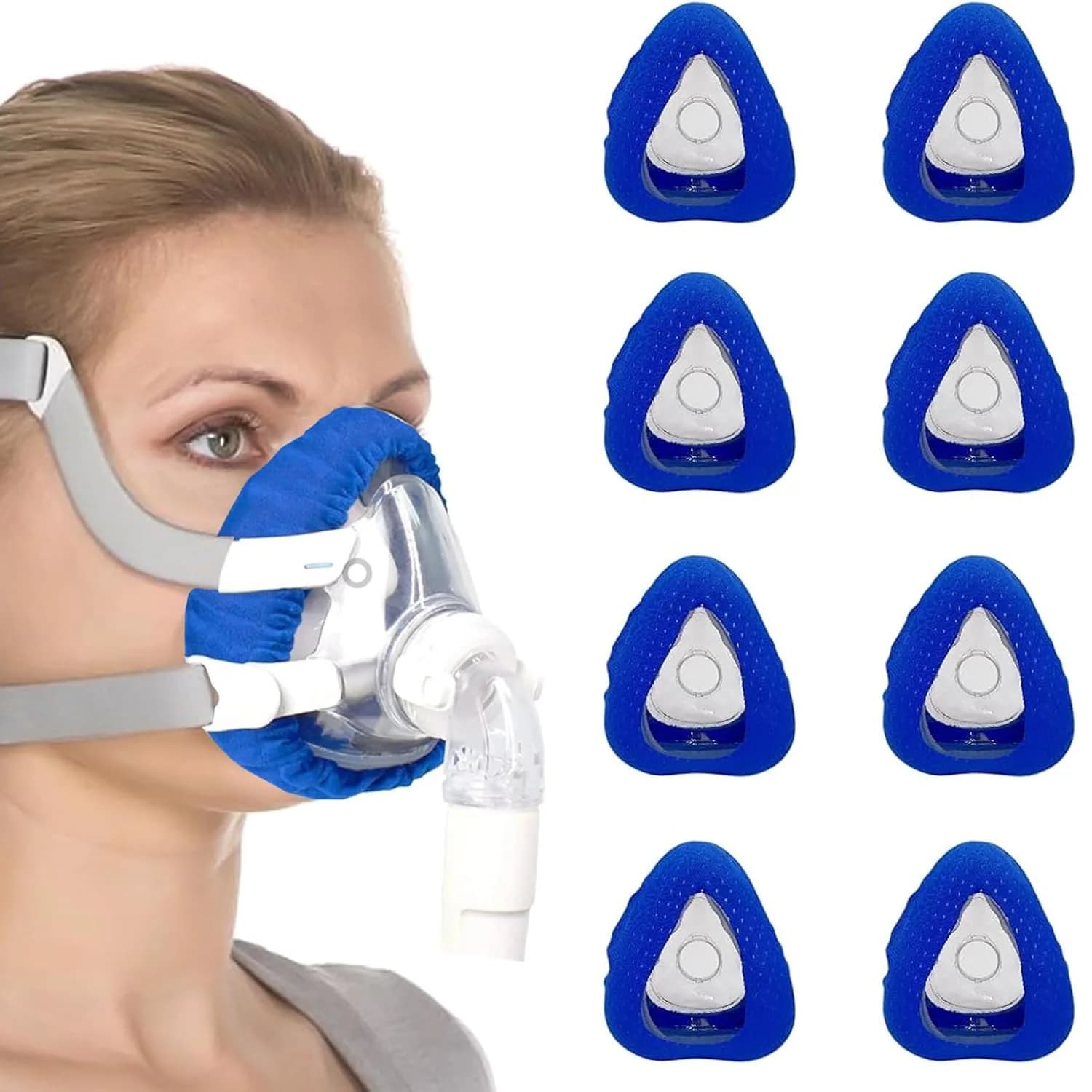 Confezione da 8 fodere per maschera CPAP morbide riutilizzabili Copri maschera CPAP integrale Accessori per respiratori Lavabili e facili da pulire Dropshipping