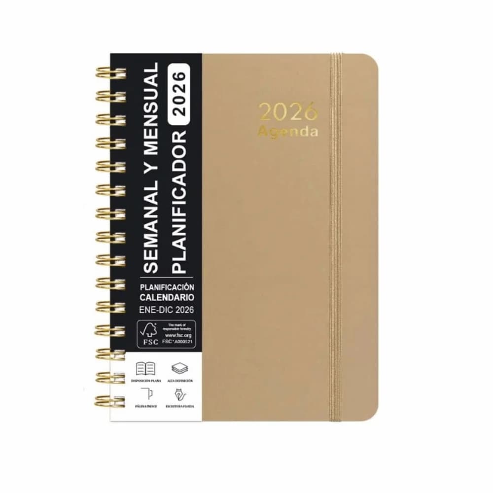 2026 Spanish Planner a5 Notebook Coil Calendar Daily Organizer Self-Tracking Diary Book Multi Functional Essential