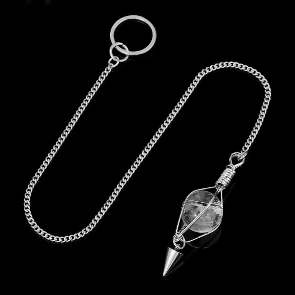 Pendolo Portatile in Pietra Avventurina Verde, Pendolo per Rabdomanzia in Ametista, Pendente Reiki con Catena, Pendolo Spirituale Reiki