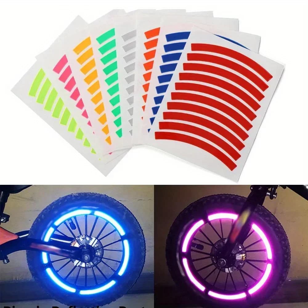 Adesivi Riflettenti Colorati per Pneumatici, Decalcomanie per Ruote di Biciclette Senza Pedali per Bambini, Accessori di Sicurezza per Biciclette