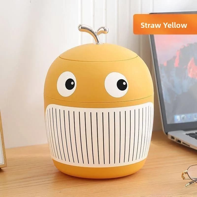 Cestino per Rifiuti in Miniatura a Forma di Cartone Animato, Contenitore Creativo per Camera da Letto, Bidone Rotondo da Scrivania in Stile Lussuoso in Acciaio Inossidabile