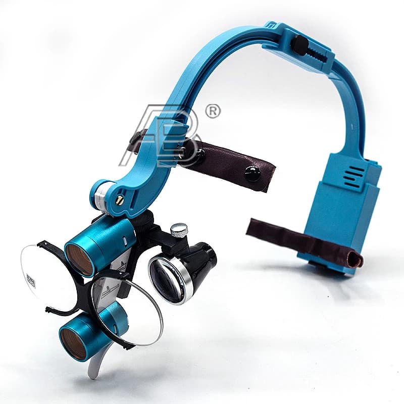Lampada frontale a LED dentale blu per ingrandimento 2.5X 3.5X Lenti di ingrandimento binoculari 5W Faro chirurgico Attrezzature da laboratorio