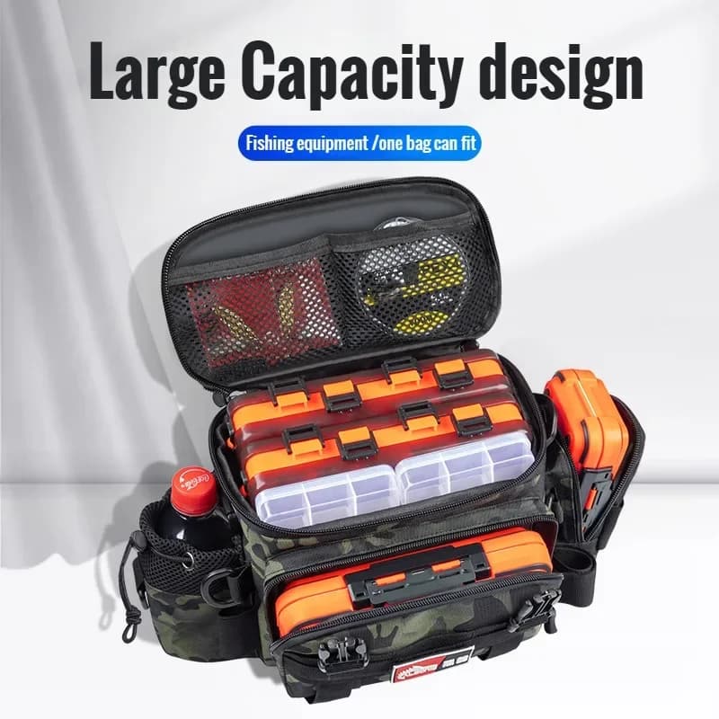 Fishing bag, outdoor fishing backpack for winter fishing with dog bag, fishing gear bag, tool bag with bait box