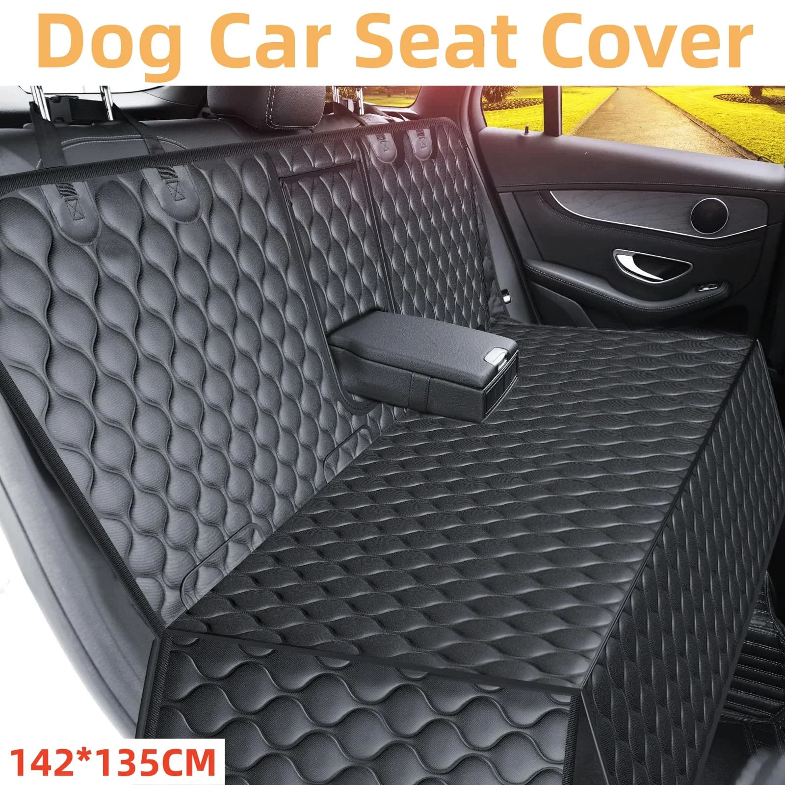 Seggiolino auto per cani Impermeabile al 100% Facile da pulire con alette laterali Coprisedile per animali domestici per sedile posteriore Amaca portante nera convertibile