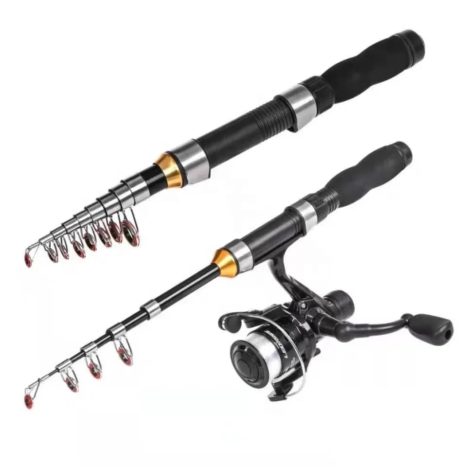 Kit da Pesca Portatile e Pieghevole Ultraleggero per Trota, Combo Canna Telescopica e Mulinello