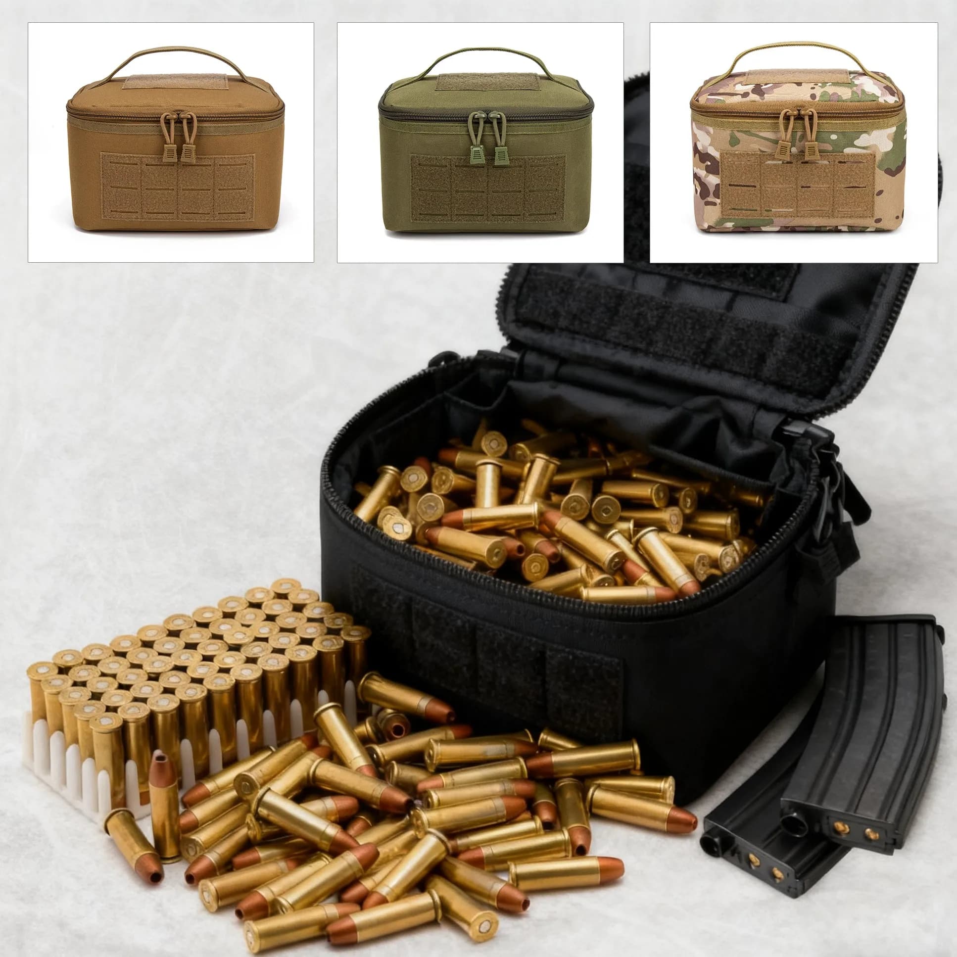 Hunting Rifle Case Hard Shell Portable Ammunition Box Rifle Rest Bag Outdoor Shooting Bullet Storage Case 9mm/5.56 Loader Bag