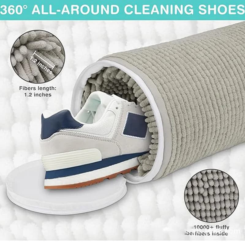Borsa per scarpe pigra lavata in lavatrice adatta a varie misure, con soffice fibra all'interno e a 360° ° strumento per la pulizia delle scarpe