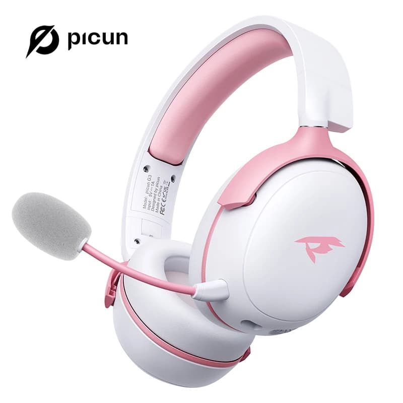 Cuffie da Gaming Wireless Picun G3 con Microfono, Over-Ear, Bluetooth 5.3, Driver da 40mm, 2.4G/Wireless/Cavo, RGB