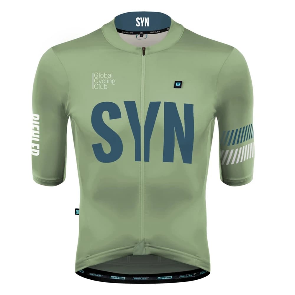 Light Green Men's Summer Short Sleeve Cycling Jersey Top Aero Lightweight Close-fitting Road Cycling Jersey