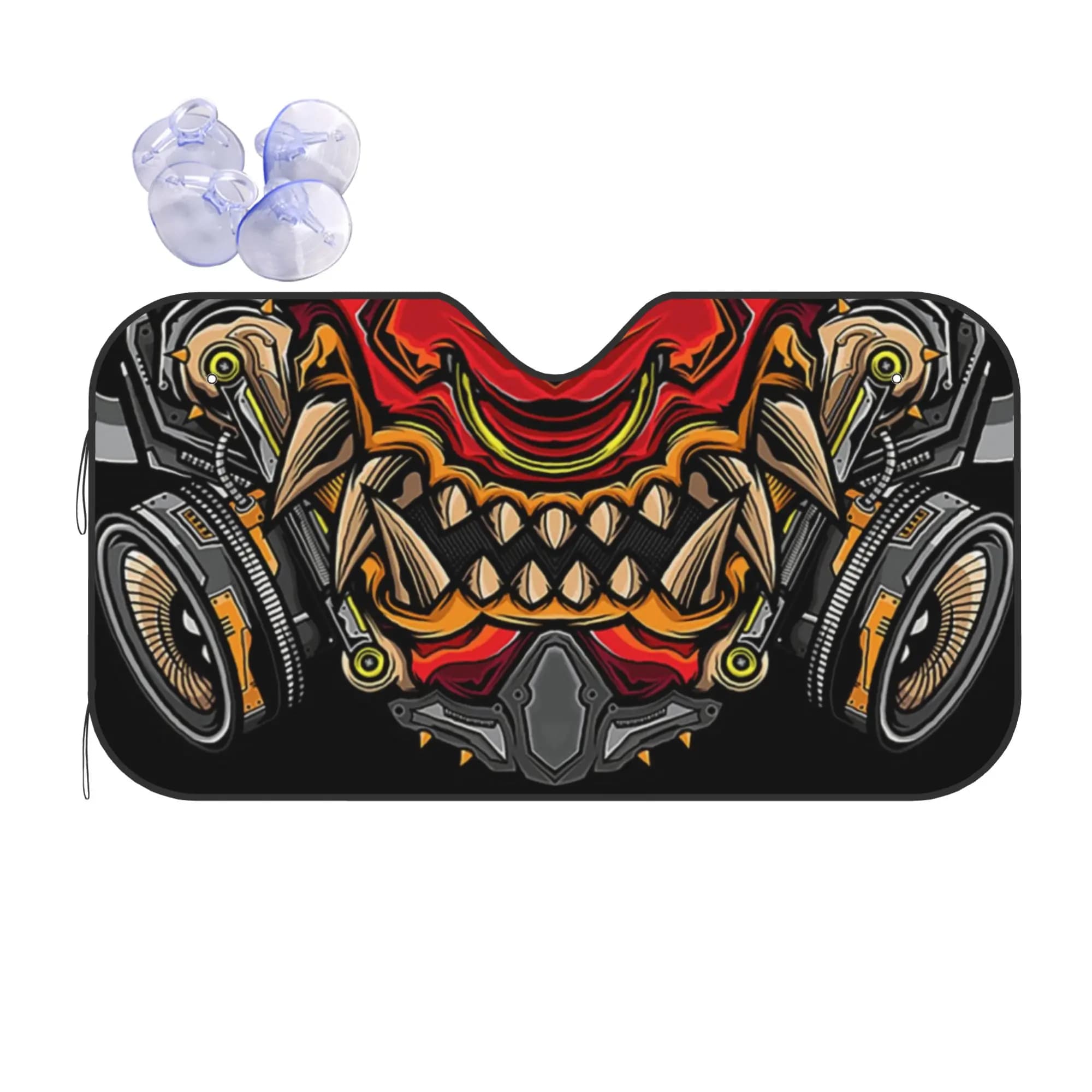 Car Front Windshield Sun Visor Heat Insulation Cover Robotic Demon With Gas UV Protection Sun Shade Oni Hannya Monster Covers