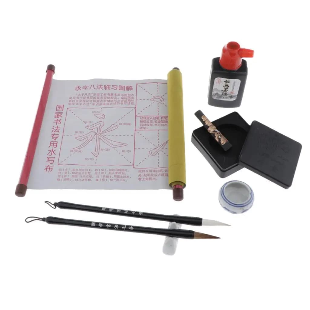 Large Writing Cloth Scroll Notebook Mat Practicing Chinese Calligraphy Set and Easy without mess Homeschool Activity