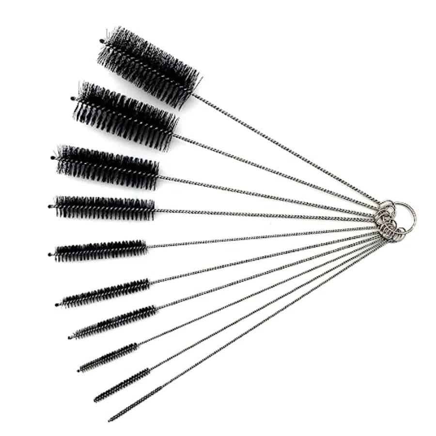 10 Pcs Stainless Steel Straw Cleaning Brush Set - Durable Nylon Bristles - Multi-Size for Reusable Straws, Sippy Cups, and Narr