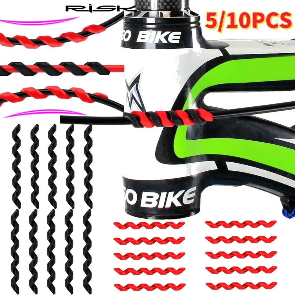 5-10PCS Gestore dei cavi della bicicletta Protezione in gomma elastica a spirale Linea Tie Minder Parti del controller del supporto del cavo per infilare la luce della bici