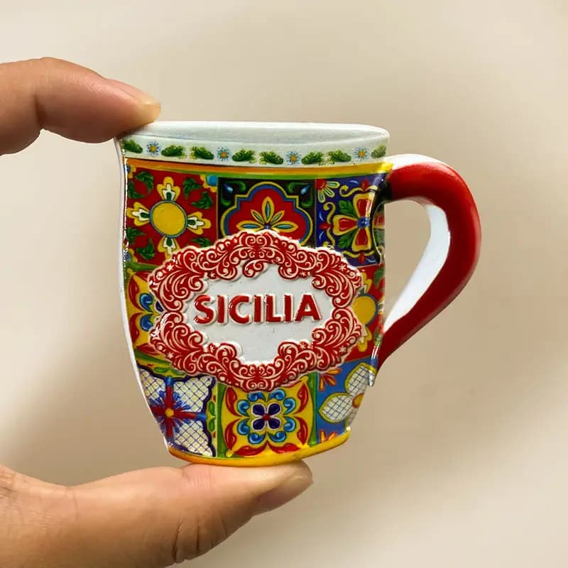 Italy Sicily Travel Souvenirs Refrigerator Magnets Hot-Selling Tile Cups Personalized Decorations Unique Gifts