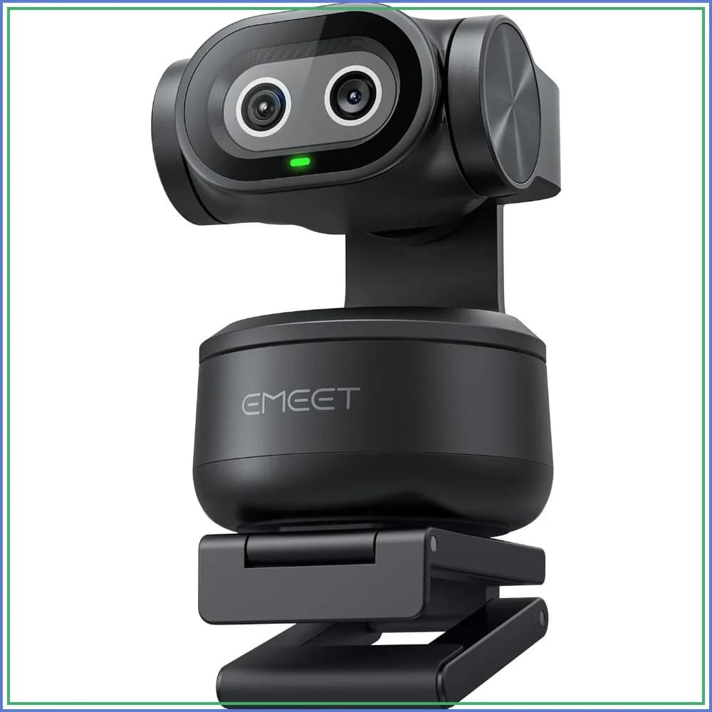 Dual-Camera AI PTZ 2K Webcam with Auto-Tracking, Gesture Control, 3 Mics, 310° Pan, for Streaming