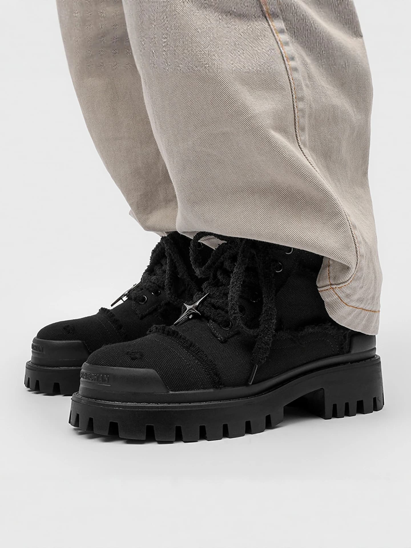 Bla oes Thi Bot da uomo con rialzo 0 cm, versatili, casual, alti, quattro stelle, stivali da lavoro