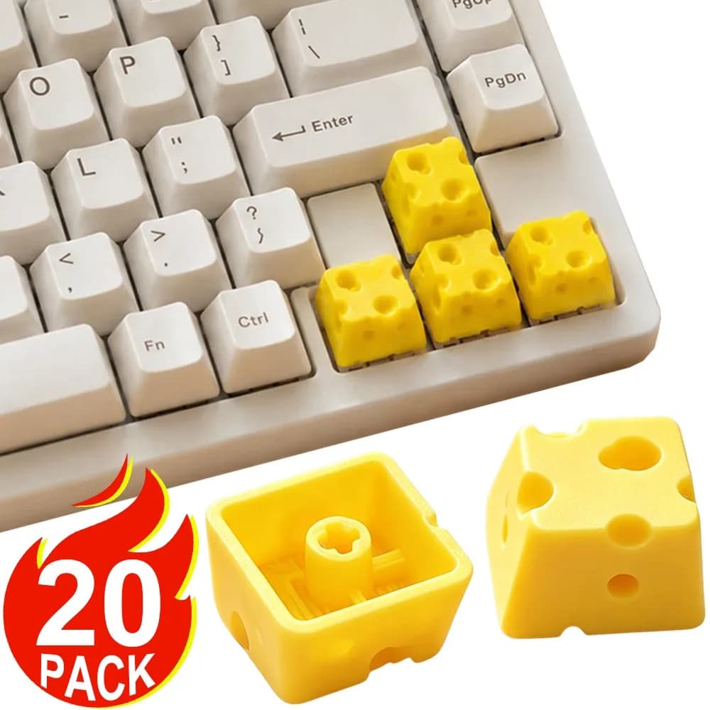 4-20Pcs Chesse Cake Keycap For ESC Mechanical Keyboard Keycaps Cartoon Cute Personality For KEY CAP Cheese Keycap
