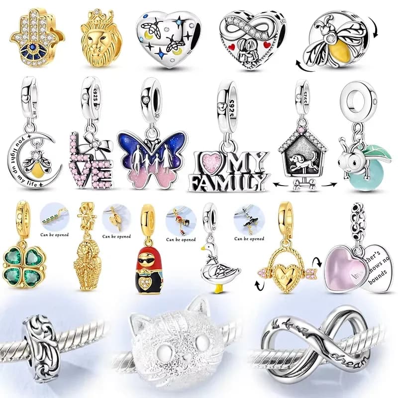 Charm 925 Sterling Silver Charms Beads Lion Firefly Butterfly Cat Dangle Fit Original Bracelet Necklace Charms Jewelry Gift