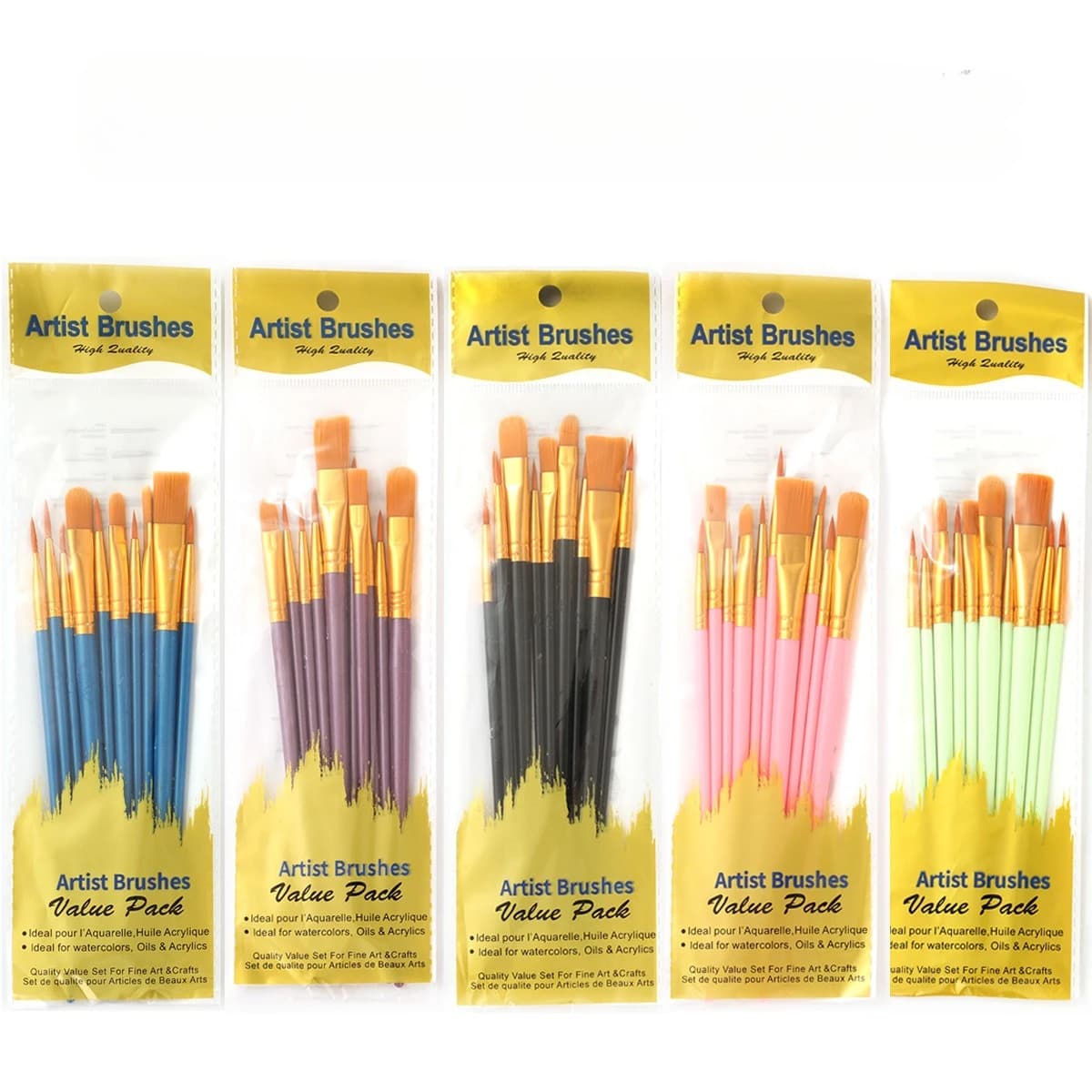 Premium 10-Piece Artist Paint Brush Set - Ultra-Durable Nylon Bristles for Acrylic, Watercolor, Oil & Body Painting