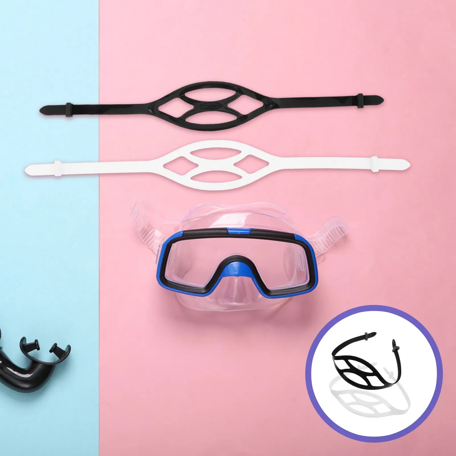 2 Pezzi Cinghie Regolabili in Silicone per Maschera Subacquea, Fasce Universali di Ricambio per Occhialini da Immersione, Attrezzatura per Nuoto e Snorkeling