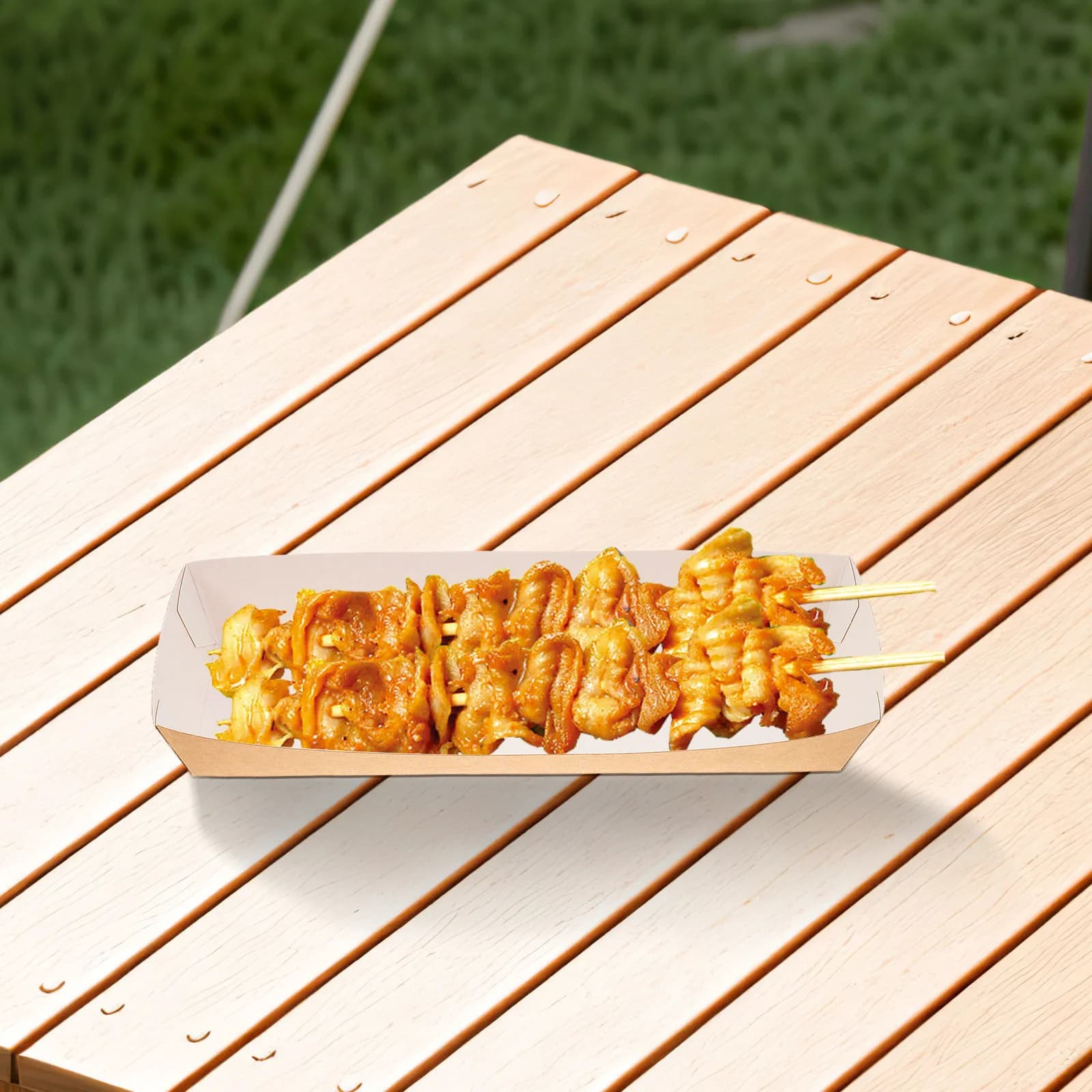 50Pcs Kraft Paper Boat Boxes Portable Water Resistant Grease Proof Takeout Containers for Picnic Bbq Fried Food Snack Trays
