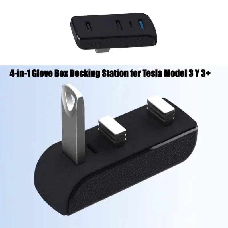 Docking station for storage compartment 4 in 1 for Tesla Model 3 Model Y Juniper Hub USB Type-c Extender Charger Upgrade Data Transfer Adapter