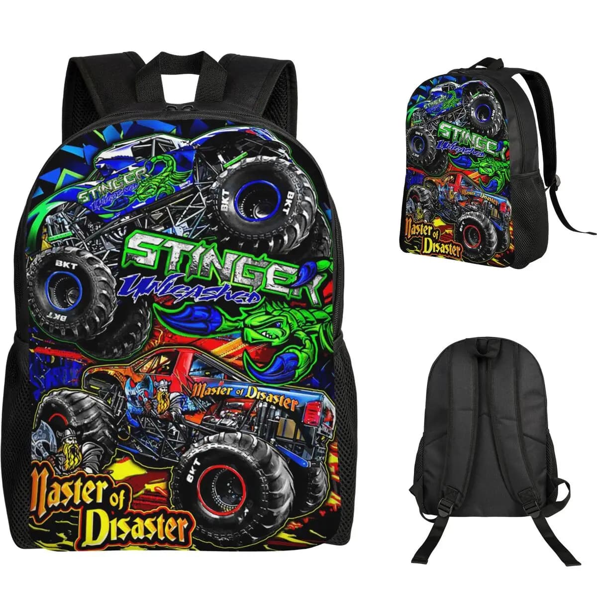Classic Monster Jam Truck Pattern Backpack Student Boys Girls BookBag School Bag Laptop Shoulder Bags