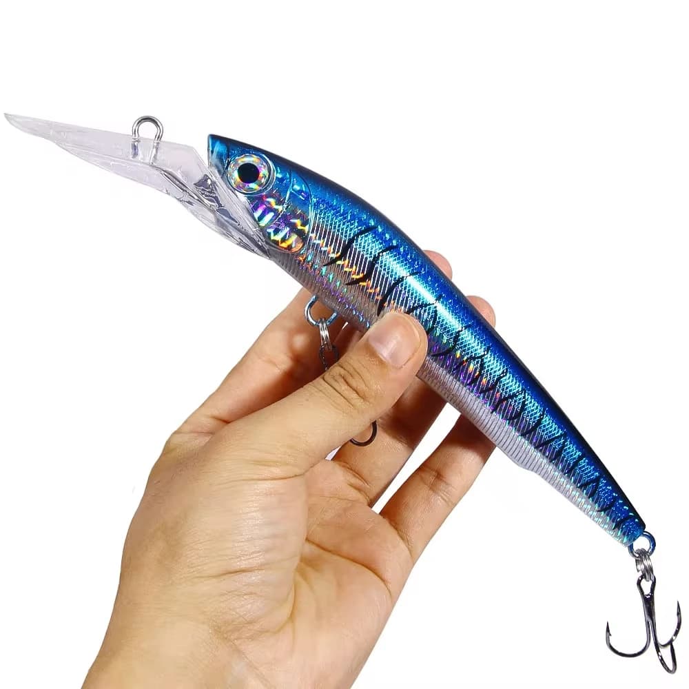 Deep Dive Sea Fishing Lure Bar Big Minnow Wobblers 95g Bass traina artificiale Hard Bait articoli per la pesca in mare