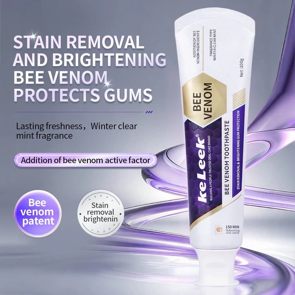Dentifricio Sbiancante KeLeek per Rimozione Macchie 100g, Cura delle Gengive con Veleno d'Api, Alito Fresco alla Menta, Pulizia Profonda e Sbiancamento dei Denti