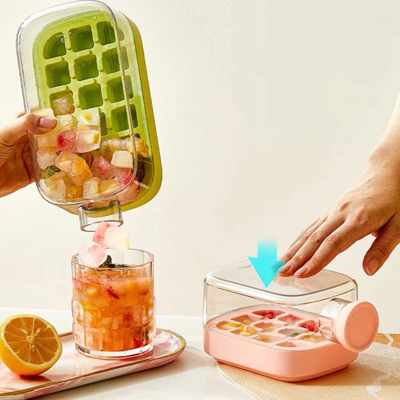 Vassoio per ghiaccio 2 in 1 in silicone a pressione, bottiglia per ghiaccio da 500 ml a prova di perdite, strumento da cucina, stampo per ghiaccio, leggero, portatile, facile da sformare