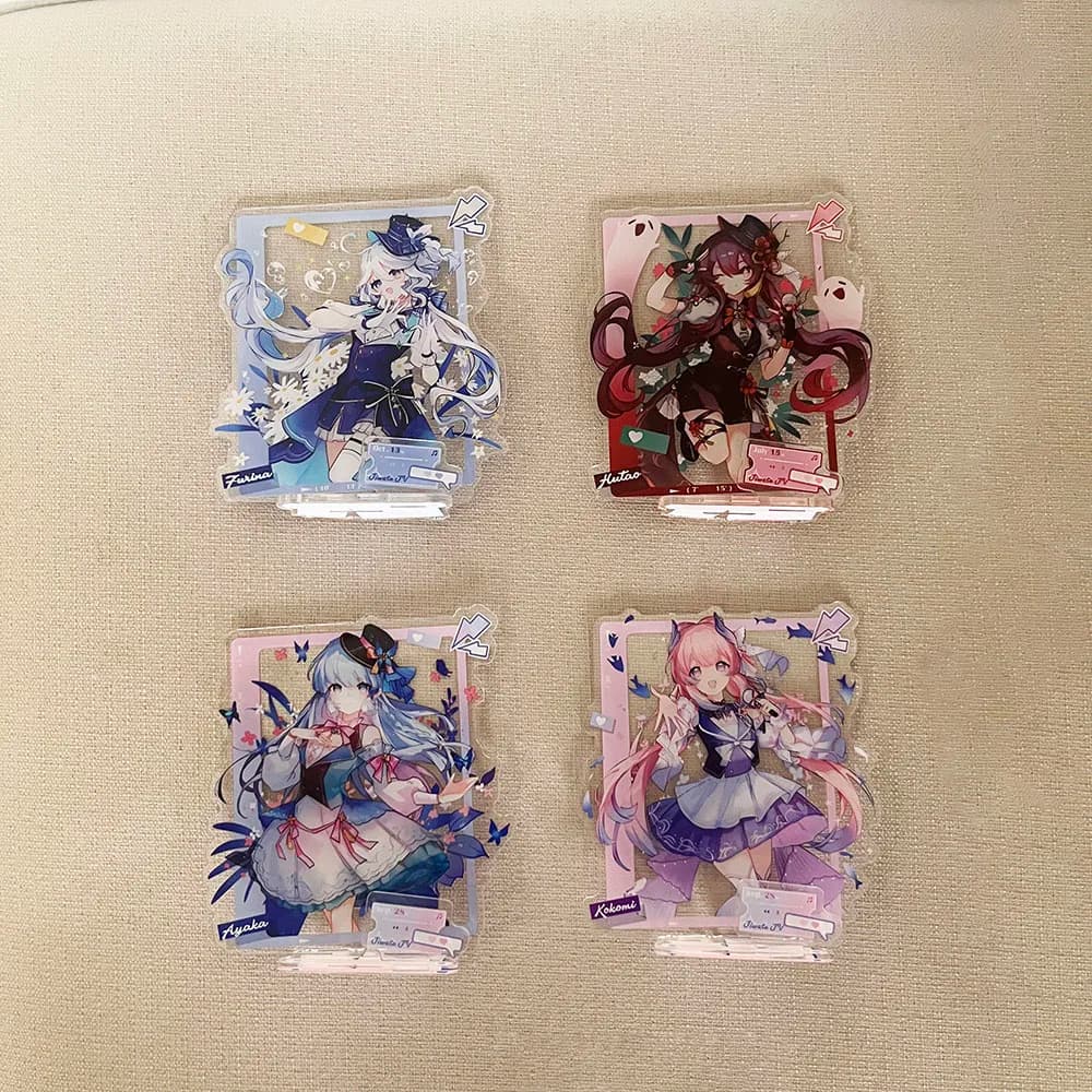 Sunsyea Genshin Impact Merch Personaggio Supporto in acrilico 8 cm Lumine Furina Ayaka Hu Tao Kokomi Collezione Anime