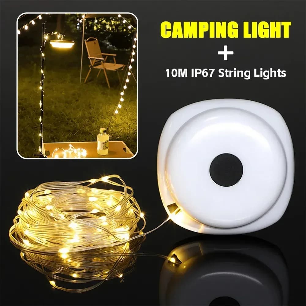 WEST BIKING Lampada da campeggio LED 10M IP67 Luci della stringa Picnic esterno Luce d'atmosfera decorativa Luce da campeggio per tenda ricaricabile USB