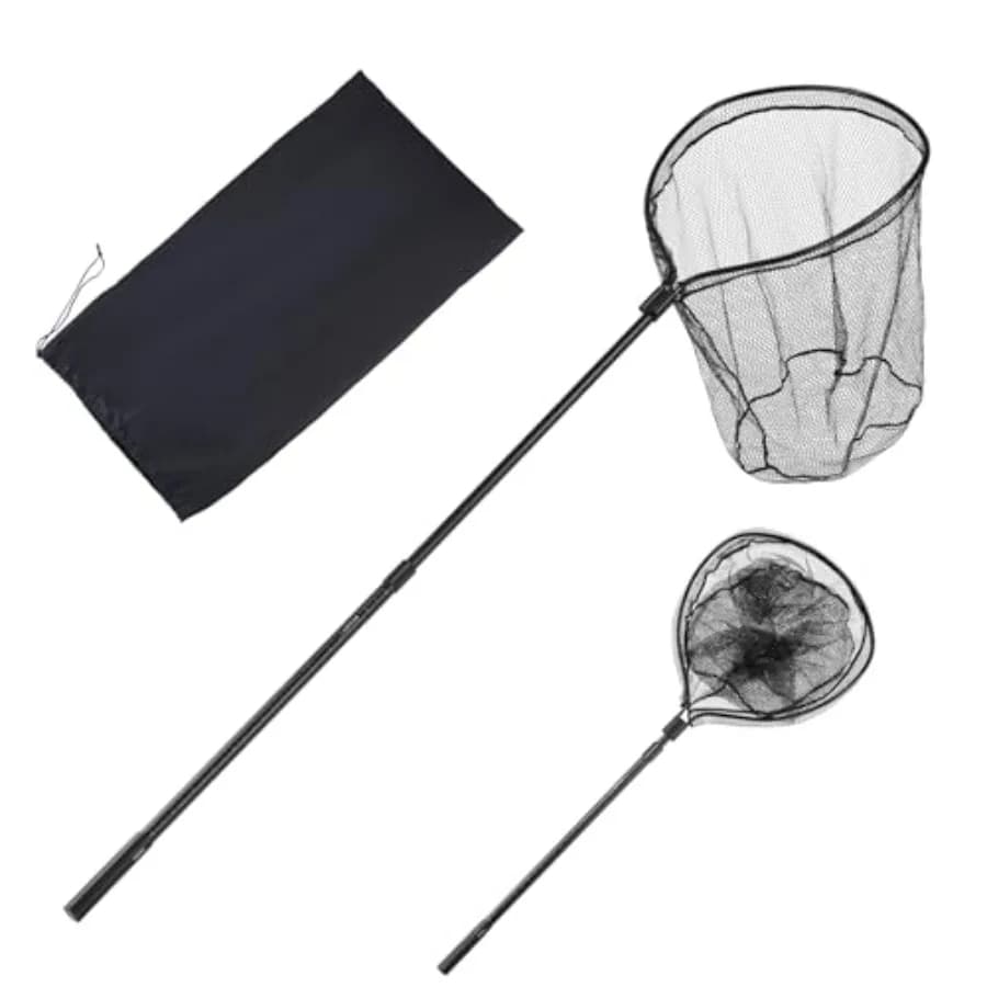 Reti da Pesca con Manico Telescopico, Portatili e Leggere, in Alluminio 6063 Rinforzato, Attrezzatura da Pesca con Rete in Nylon Rivestita in PVC Resistente