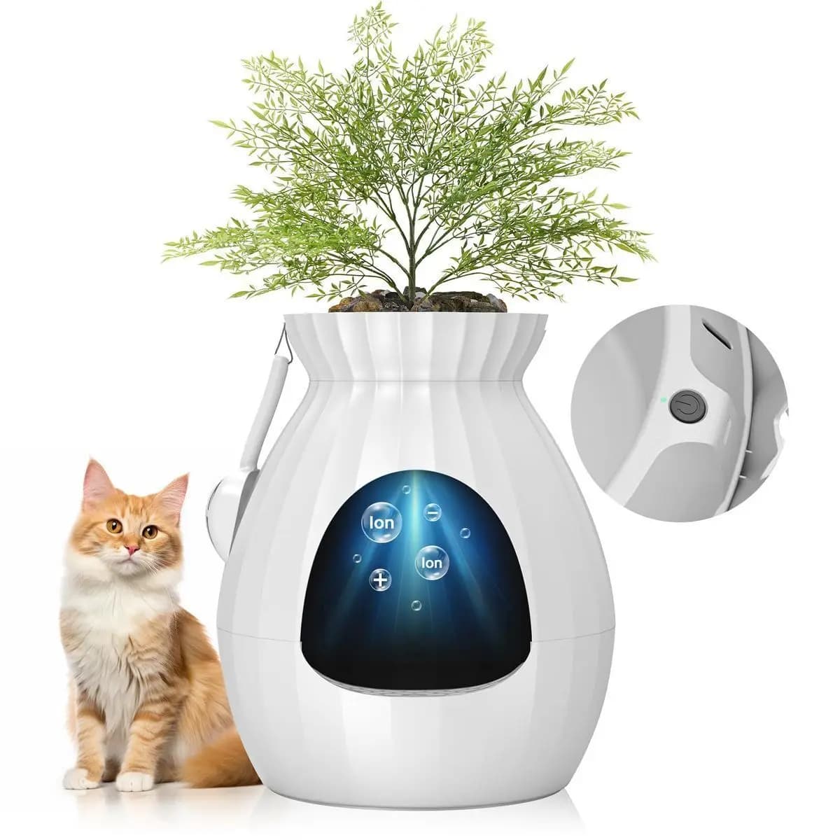 Lettiera per gatti chiusa intelligente all'ingrosso con design vegetale, controllo automatico degli odori e sterilizzazione