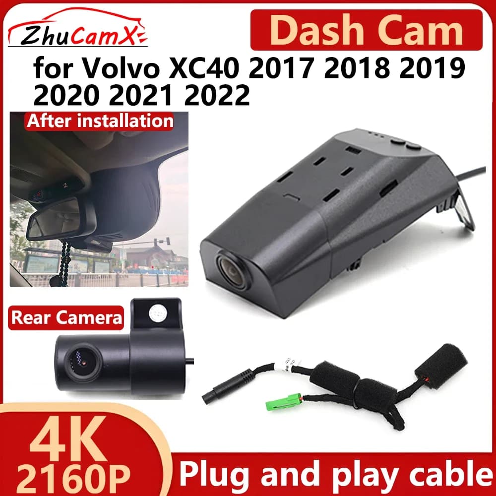 ZhuCamX for Volvo XC40 2017 2018 2019 2020 2021 2022 4K UHD 2160P Auto DVR Dash Cam Night Vision Camera Plug and play Recorder