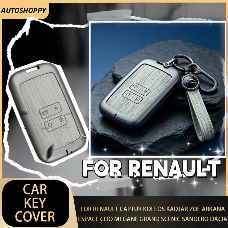 For Renault Captur Koleos Kadjar Zoe Arkana Espace Clio Megane Grand Scenic Sandero Dacia Metal Car Key Case CoverAnti-dust Card