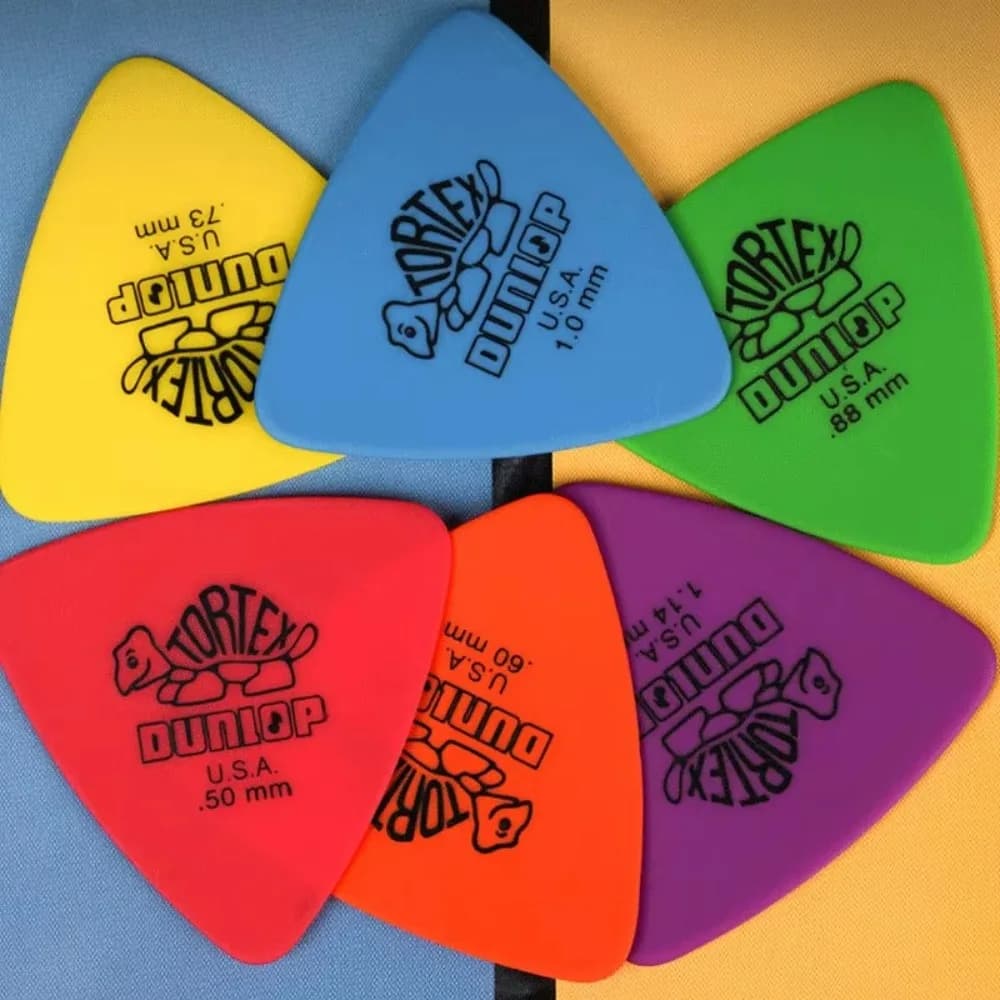 10 pz. Plettri per Chitarra Dunlop in Delrin 0.5/0.6/0.73/0.88/1.0/1.14MM, Stile Antiscivolo, Plettri Triangolari, Ricambi per Chitarra Acustica