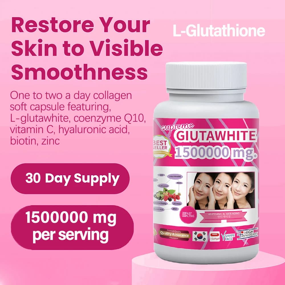 Gluta White 1500000mg Whitening pills for skin Clearing pills for skin with vitamin C | Removing dark spots, healthy blood circulation