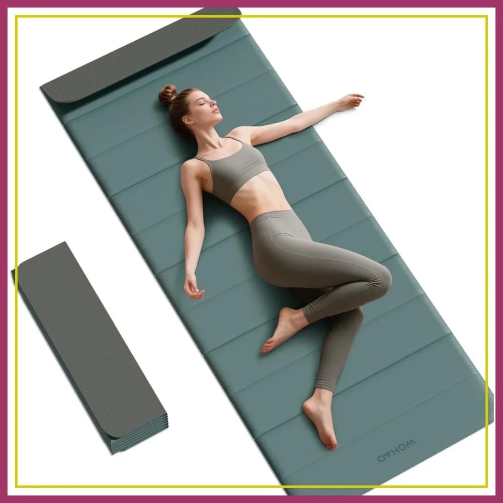 Tappetino Yoga Pieghevole in 12 Parti 75x26x0.4 Pollici Antiscivolo Compatto per Pilates, Allenamento di Forza e Meditazione