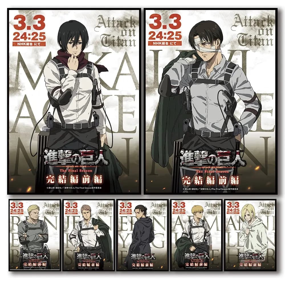 Anime Attack on Titan Final Season Poster Aesthetic Manga Canvas Painting for Home Kids Room Wall Art Mural Decor