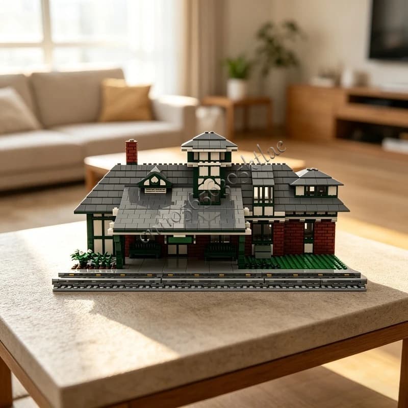 2163 PCS Train Station & Carriage Model Building Block DIY Custom Puzzle Technology Creative Assembly Toy Boy Girl Birthday Gift