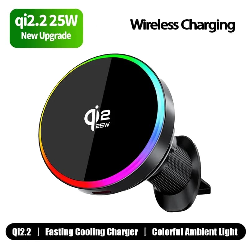 Supporto per telefono da bocchetta dell'aria con caricabatterie wireless magnetico per auto Qi2.2 25W per Magsafe iPhone 17 16 15 14 13 12 Pro Max Ricarica Rapida