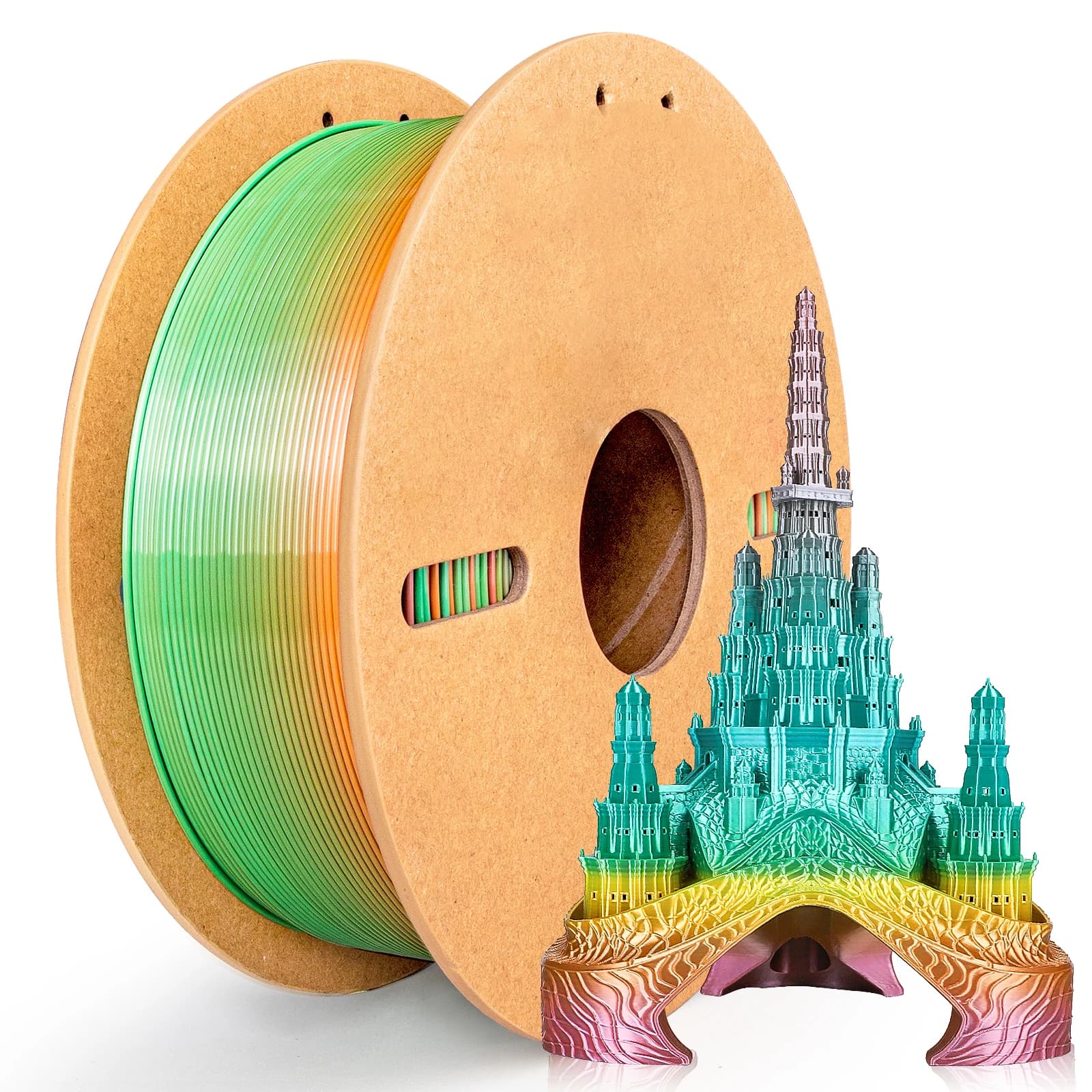 Filament PLA Silk Rainbow from 1.75 mm, 3D printer filament with glossy fast color gradient series Macaron 500 g/1 kg, suitable for most FDM printers