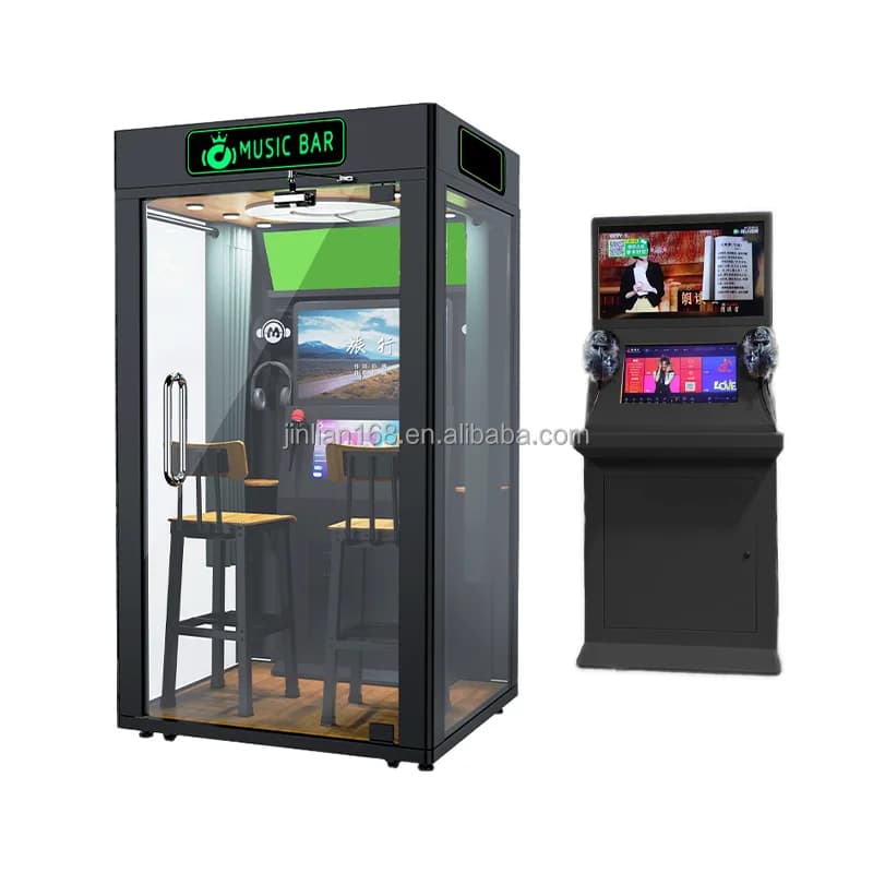 Mall Indoor Metal Electronic Jukebox Karaoke Singing Booth With 32inch Screen Coin Operated Customizable KTV Game Machine