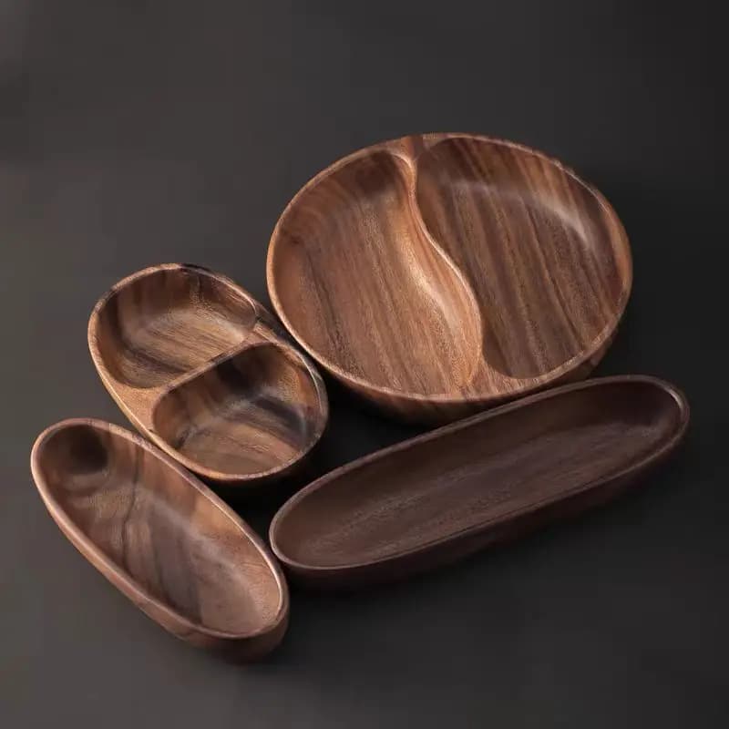 Wooden Dried Fruit Platter. High-end Snack Plate. Nut, Melon Seed And Fruit Storage Tray, Wooden Bowl Compartments Storage Box
